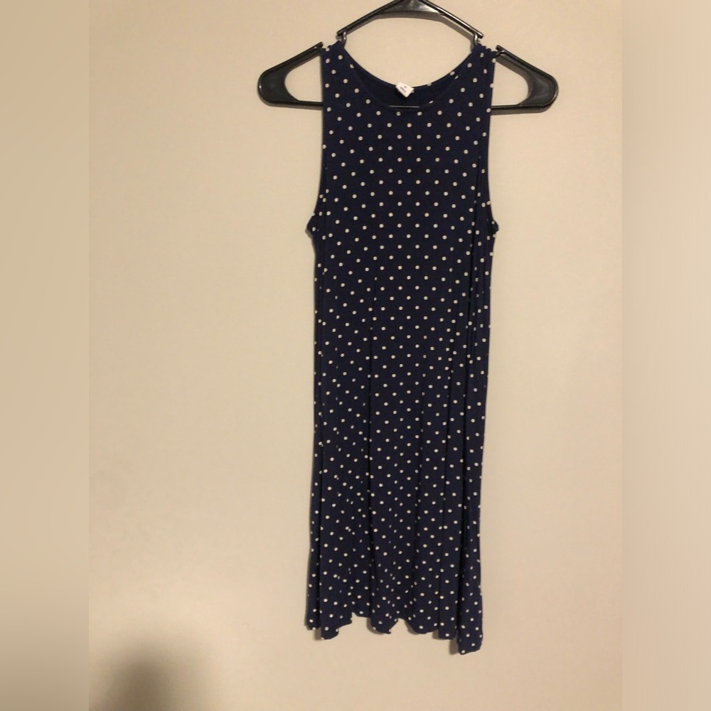 Elegant Navy Polka Dot Dress